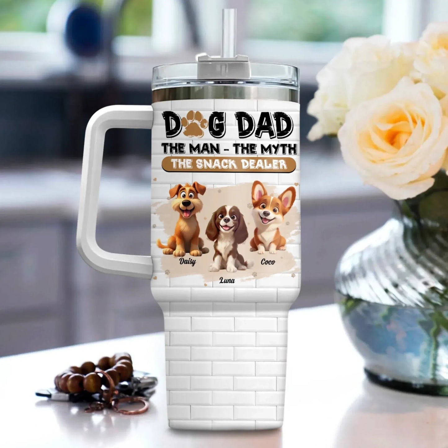 Dog Dad The Snack Dealer - Personalized Custom Printed Tumbler