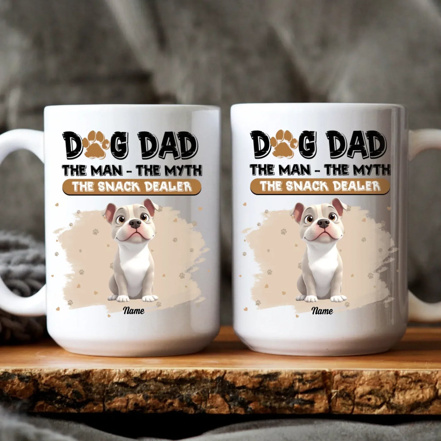 MUG / WHITE / 15oz Dog Dad The Snack Dealer - Personalized Custom Printed Mug