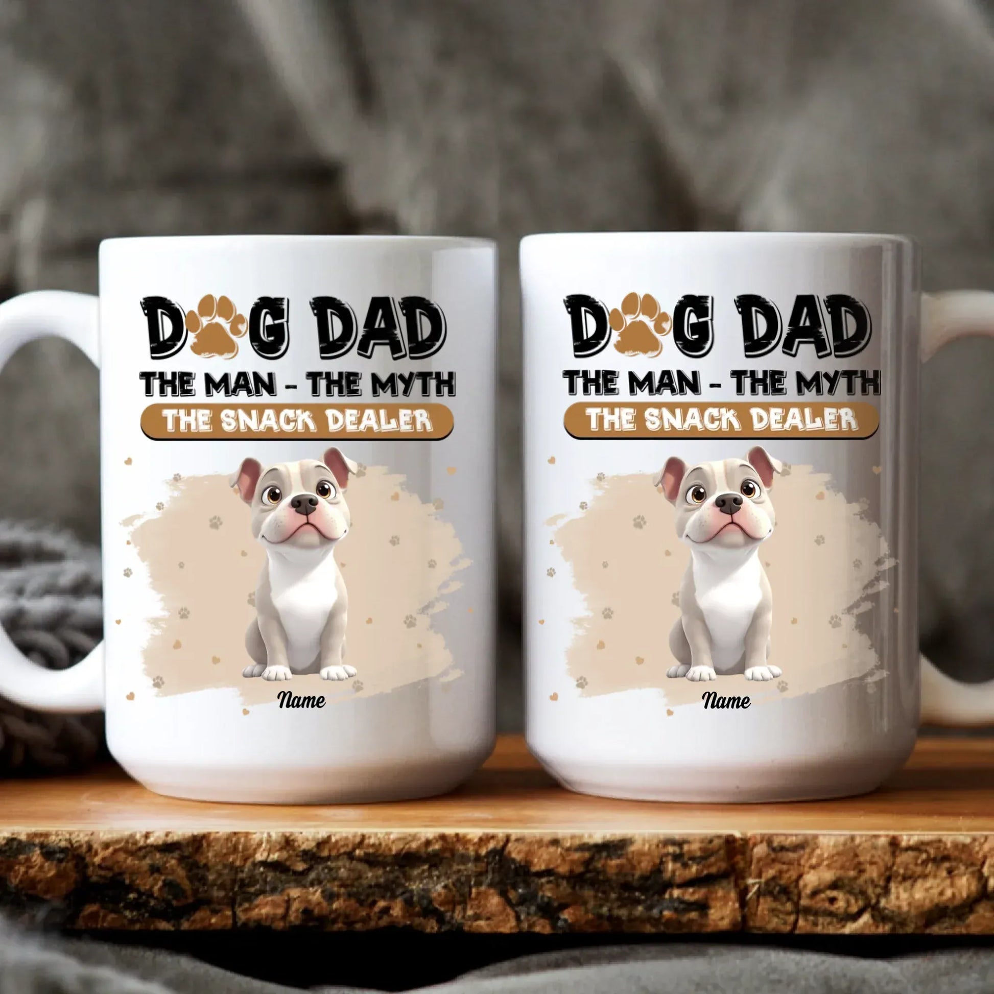 MUG / WHITE / 15oz Dog Dad The Snack Dealer - Personalized Custom Printed Mug