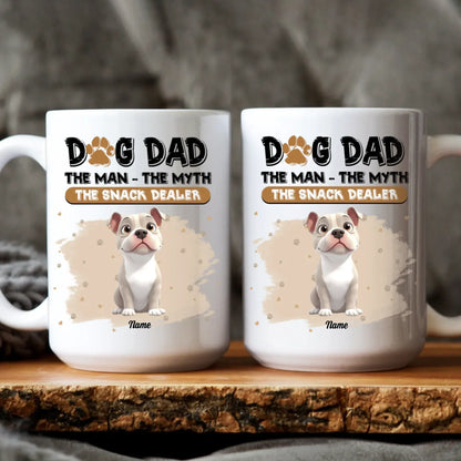 MUG / WHITE / 15oz Dog Dad The Snack Dealer - Personalized Custom Printed Mug