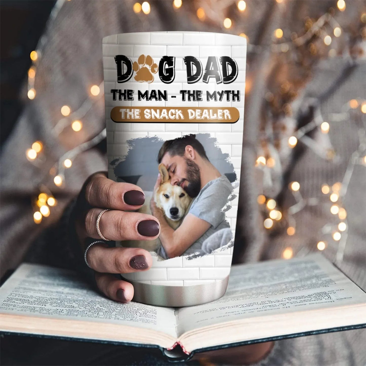 Dog Dad The Snack Dealer - Personalized Custom Photo Printed Tumbler