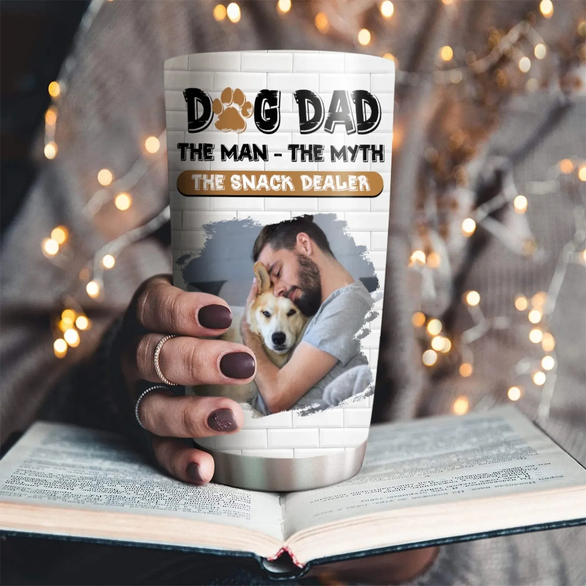 Dog Dad The Snack Dealer - Personalized Custom Photo Printed Tumbler