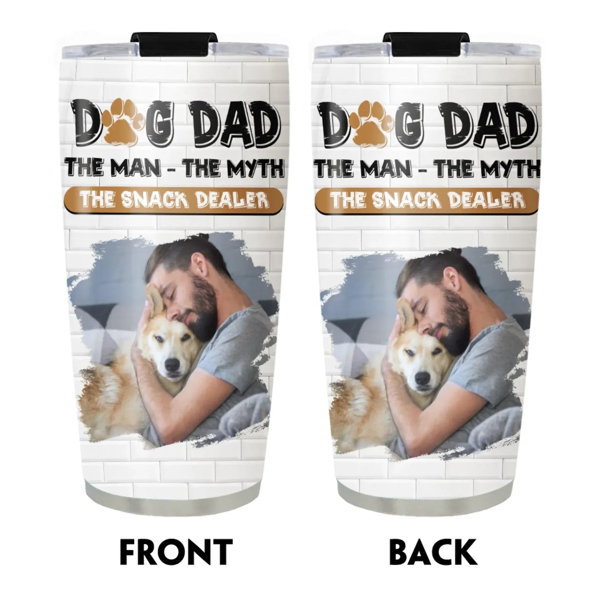 Dog Dad The Snack Dealer - Personalized Custom Photo Printed Tumbler