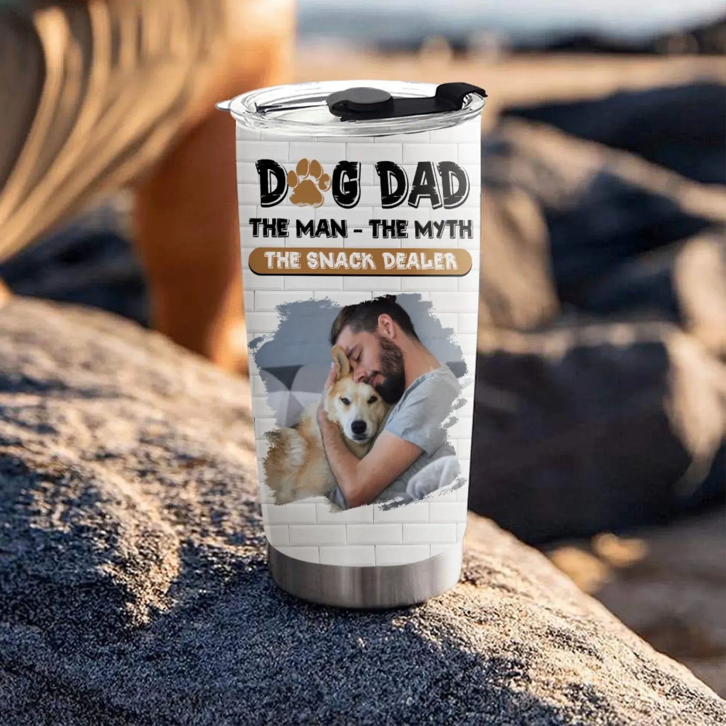Dog Dad The Snack Dealer - Personalized Custom Photo Printed Tumbler