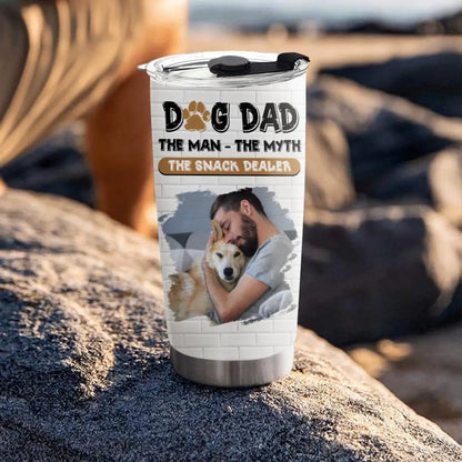 Dog Dad The Snack Dealer - Personalized Custom Photo Printed Tumbler