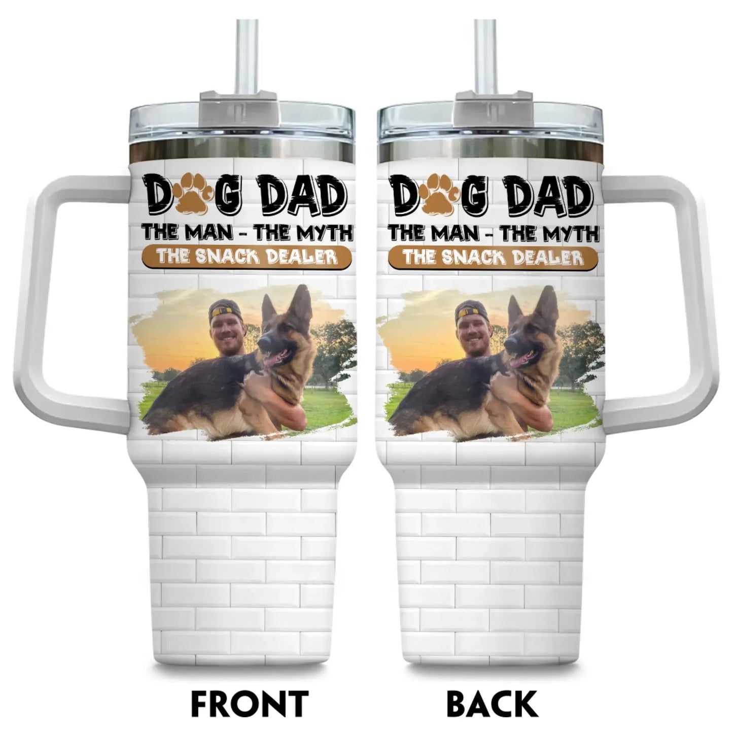 Dog Dad The Snack Dealer - Personalized Custom Photo Printed Tumbler