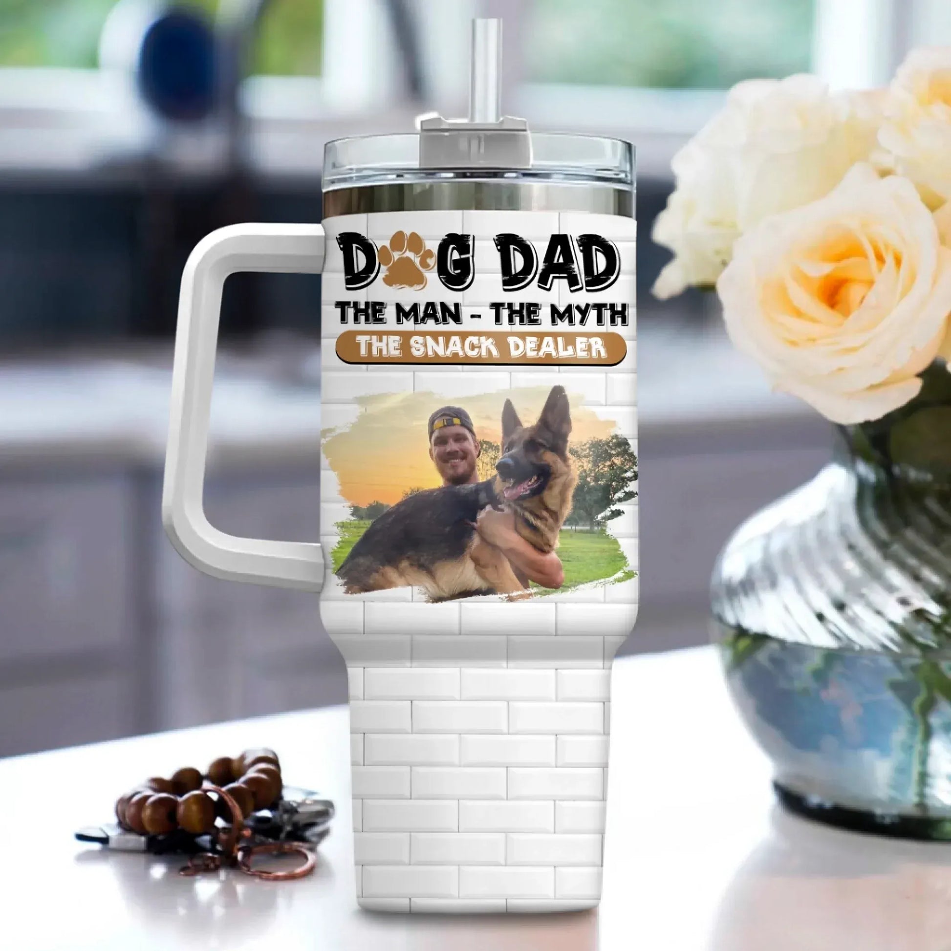 Dog Dad The Snack Dealer - Personalized Custom Photo Printed Tumbler