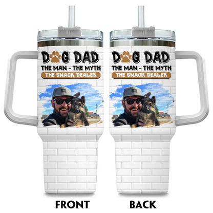 TUMBLER / WHITE / 40oz Dog Dad The Snack Dealer - Personalized Custom Photo Printed Tumbler