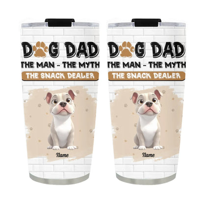 TUMBLER / WHITE / 20oz Dog Dad The Snack Dealer - Personalized Custom Printed Tumbler
