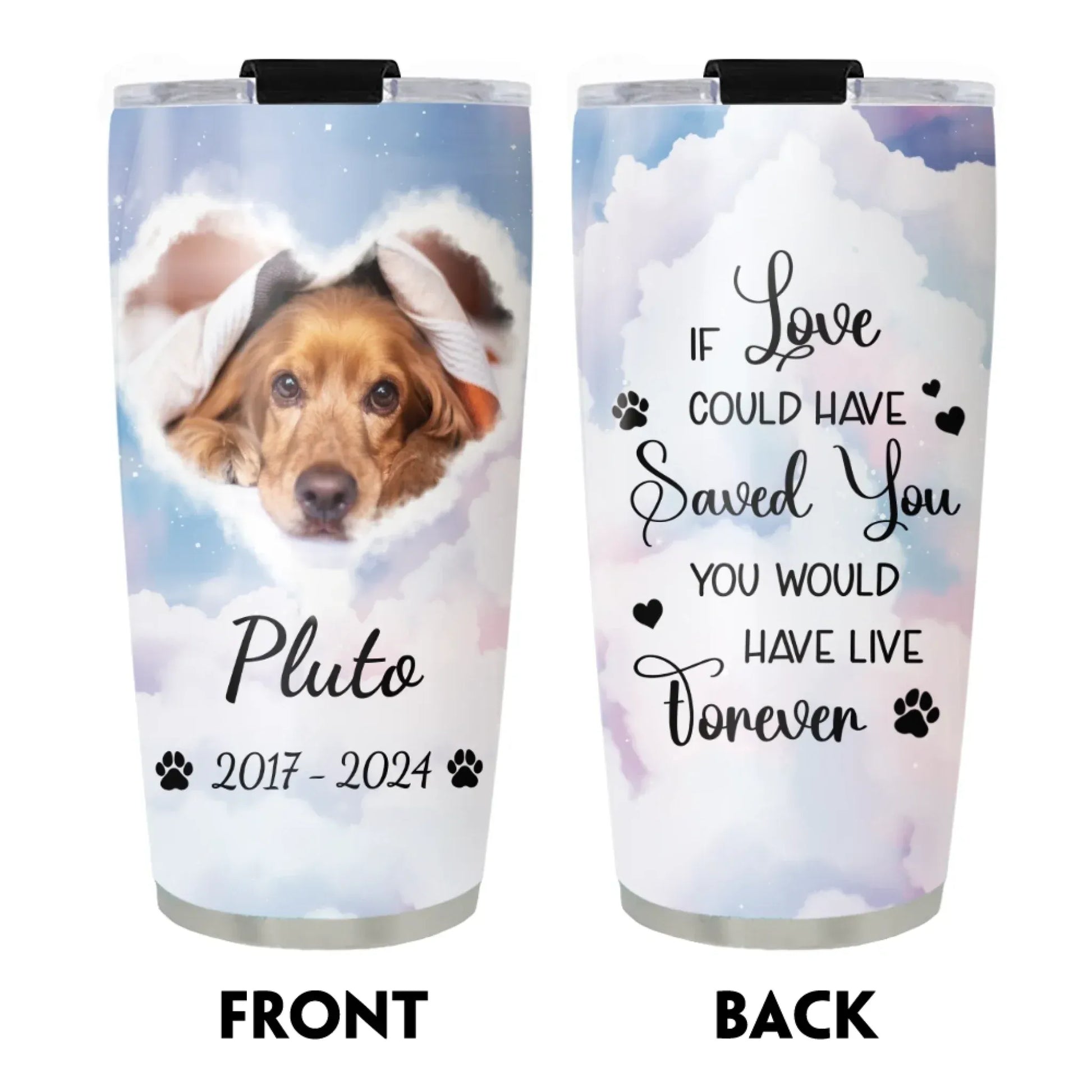 Personalized Tumblers No Longer By My Side But Forever in My Heart - Sympathy Gifts For Pet Lover - Personalized Pet Memorial Tumbler