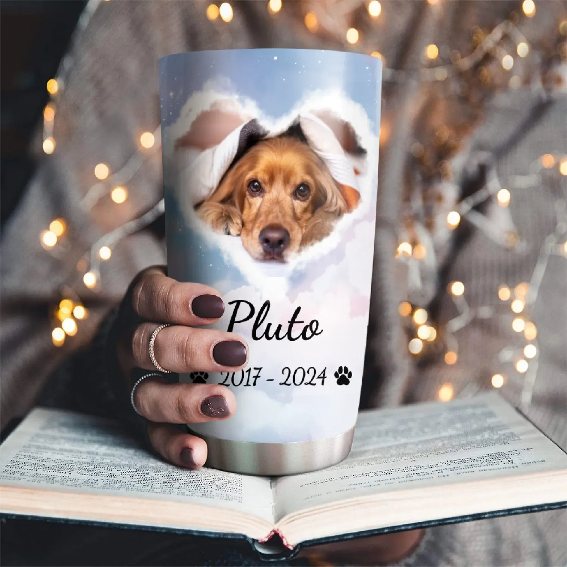 Personalized Tumblers No Longer By My Side But Forever in My Heart - Sympathy Gifts For Pet Lover - Personalized Pet Memorial Tumbler