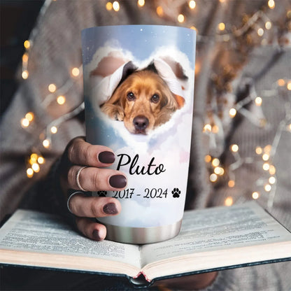 Personalized Tumblers No Longer By My Side But Forever in My Heart - Sympathy Gifts For Pet Lover - Personalized Pet Memorial Tumbler