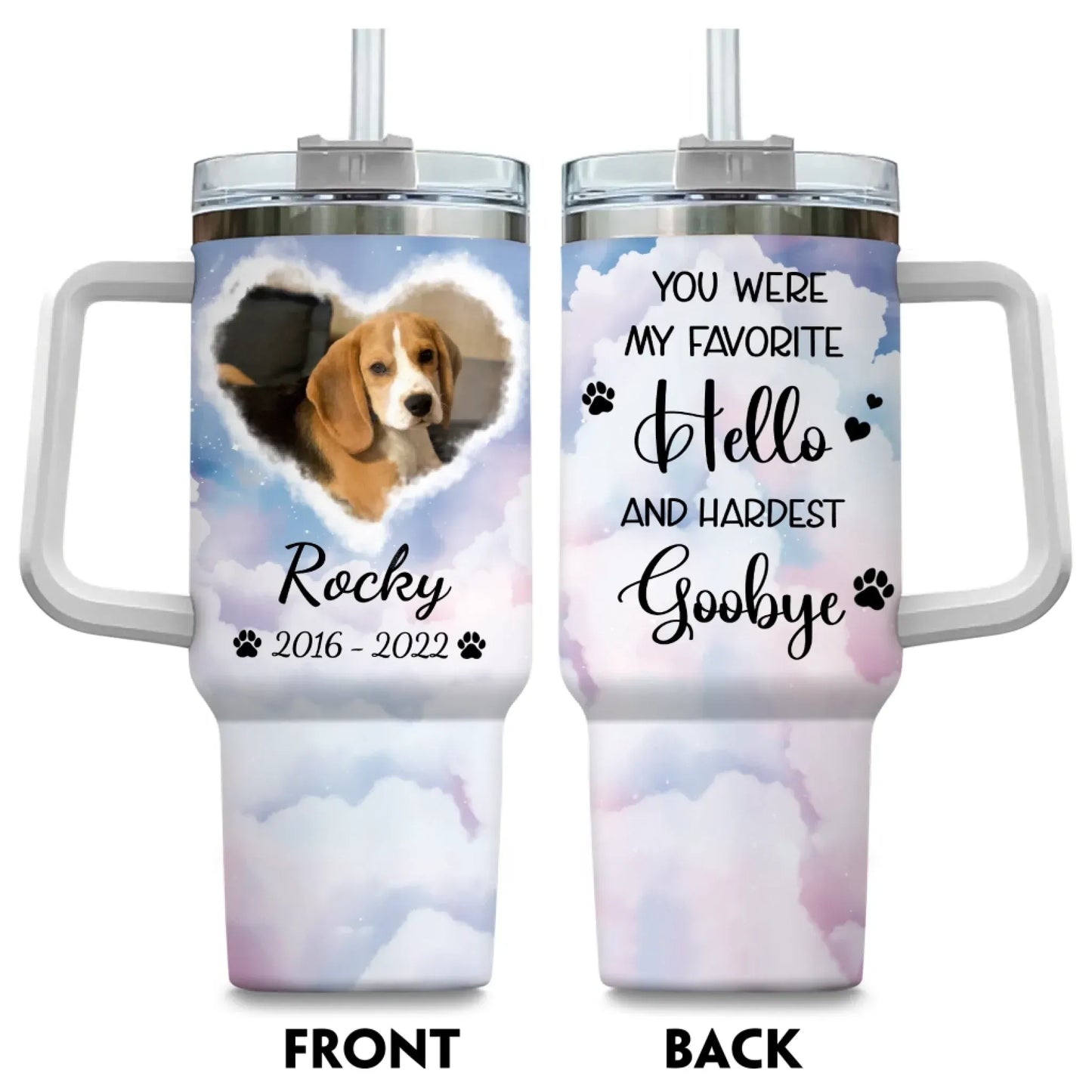 Personalized Tumblers No Longer By My Side But Forever in My Heart - Sympathy Gifts For Pet Lover - Personalized Pet Memorial Tumbler