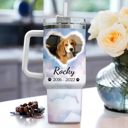 Personalized Tumblers No Longer By My Side But Forever in My Heart - Sympathy Gifts For Pet Lover - Personalized Pet Memorial Tumbler