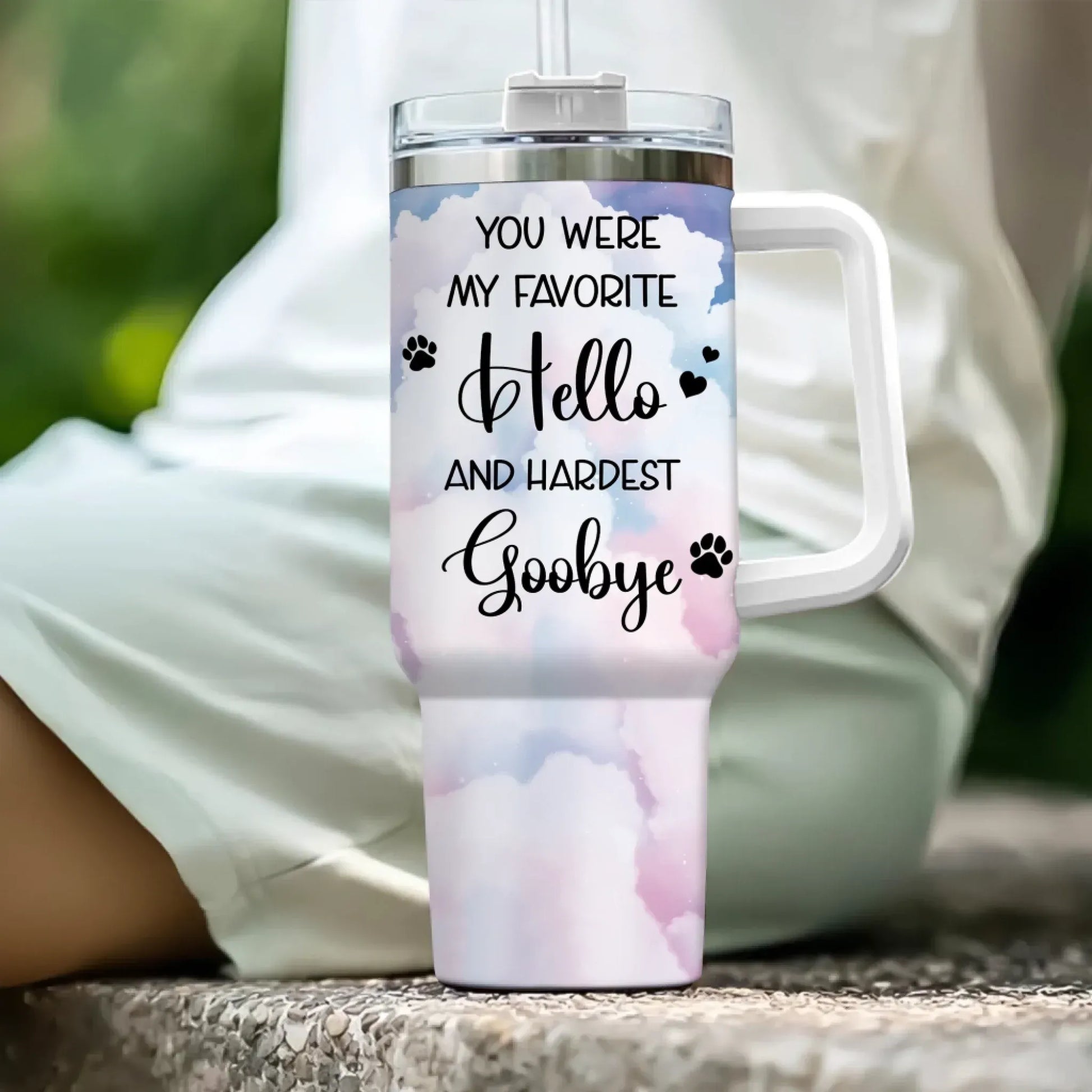 Personalized Tumblers No Longer By My Side But Forever in My Heart - Sympathy Gifts For Pet Lover - Personalized Pet Memorial Tumbler