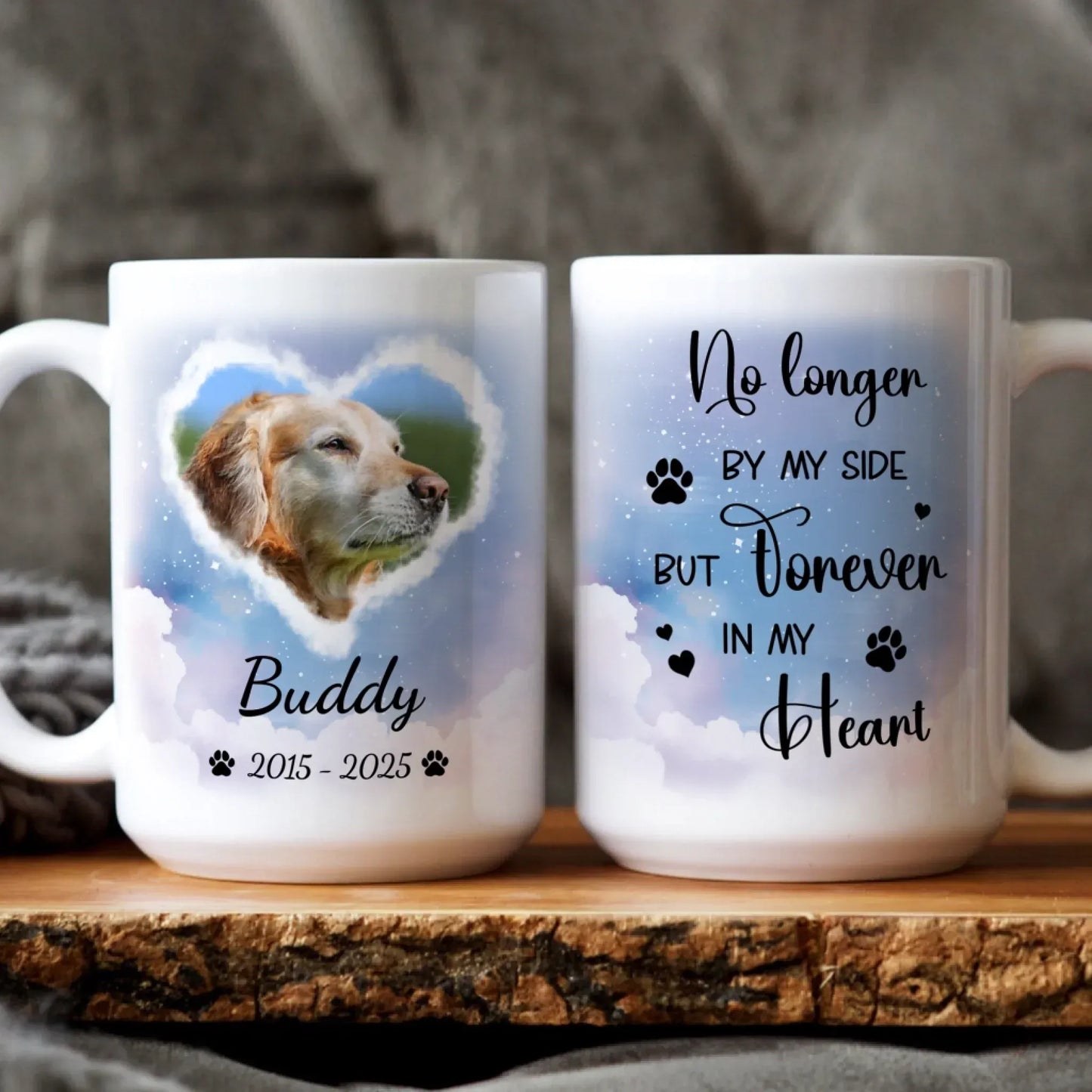 No Longer By My Side But Forever in My Heart - Sympathy Gifts For Pet Lover - Personalized Pet Memorial Mug