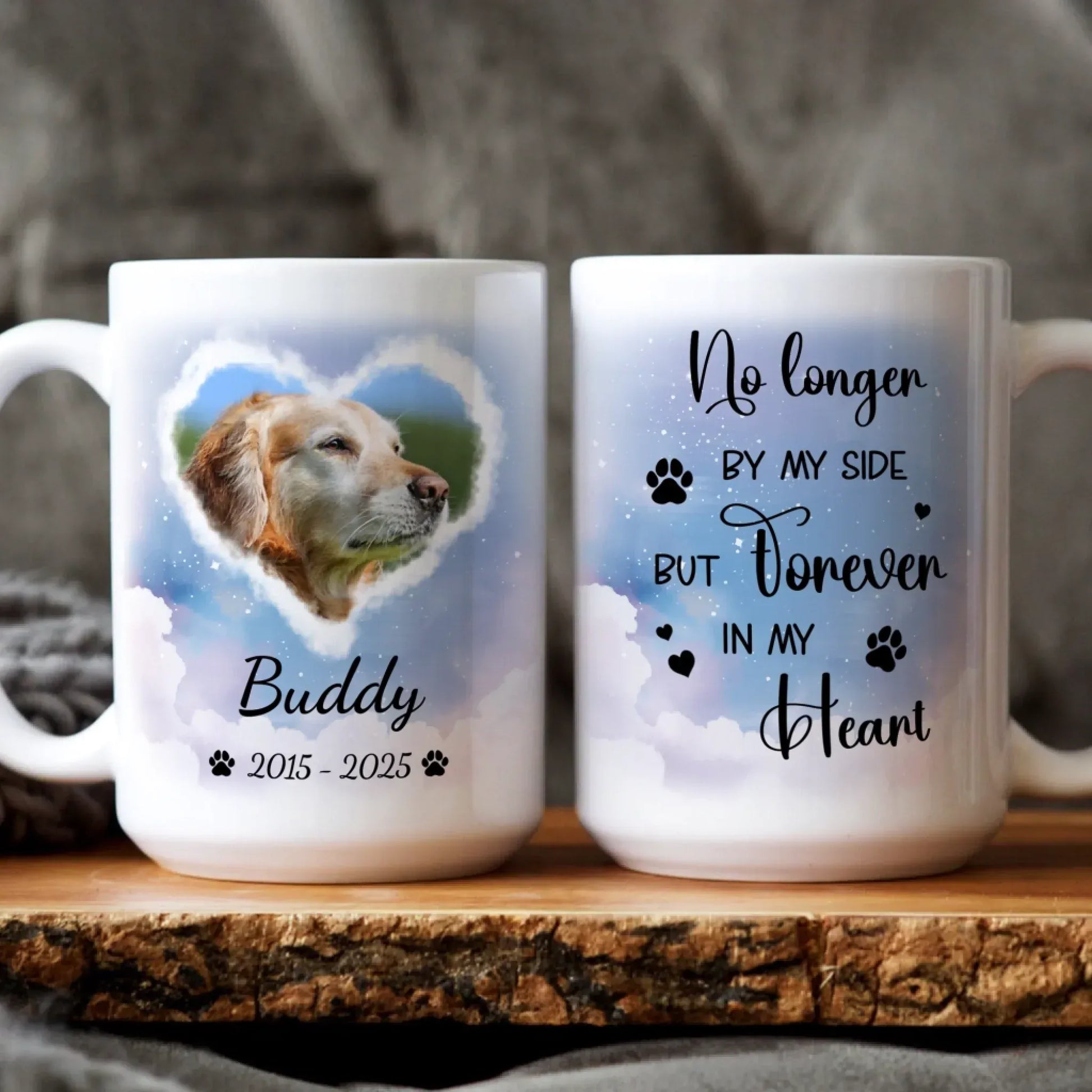 No Longer By My Side But Forever in My Heart - Sympathy Gifts For Pet Lover - Personalized Pet Memorial Mug