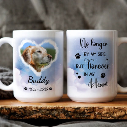 No Longer By My Side But Forever in My Heart - Sympathy Gifts For Pet Lover - Personalized Pet Memorial Mug