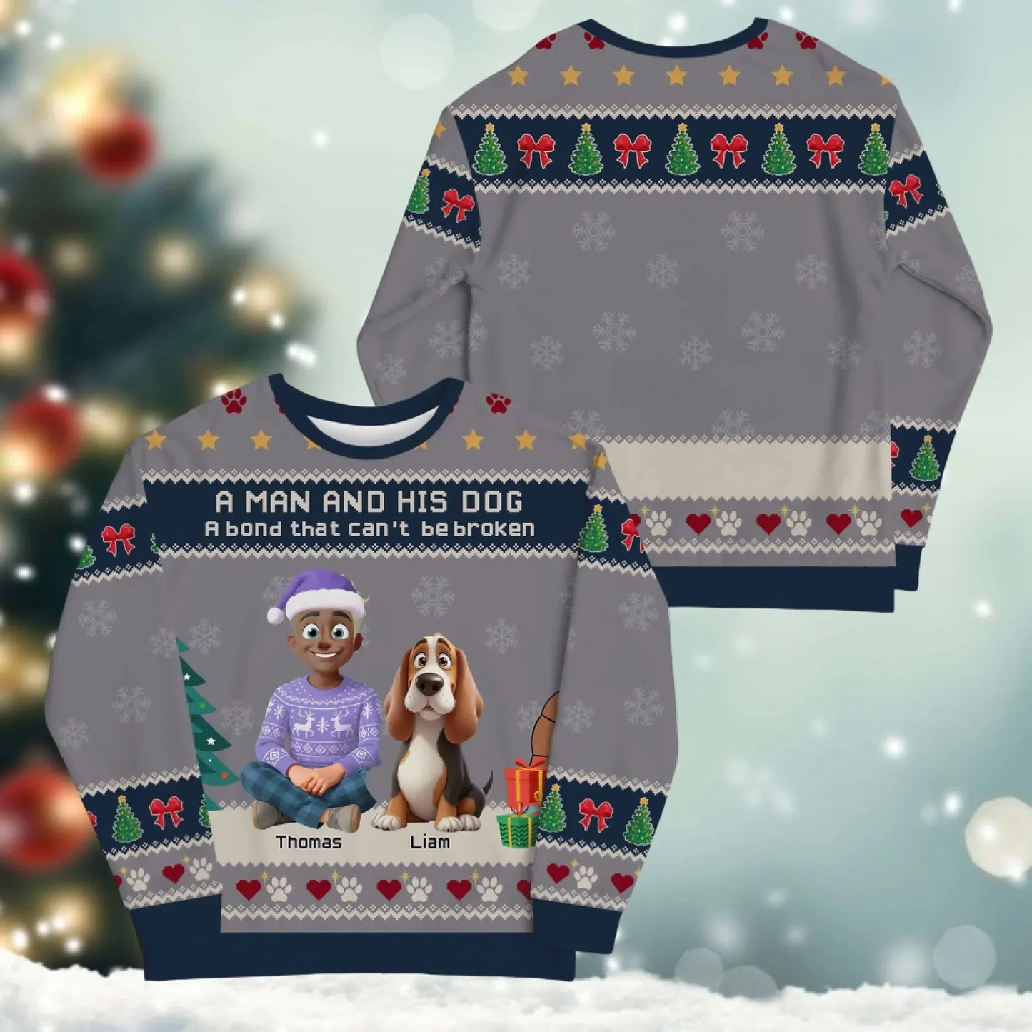 A Man and His Dog, A Bond That Can't Be Broken - Personalized Dog Lovers Custom All-Over-Print Sweatshirt