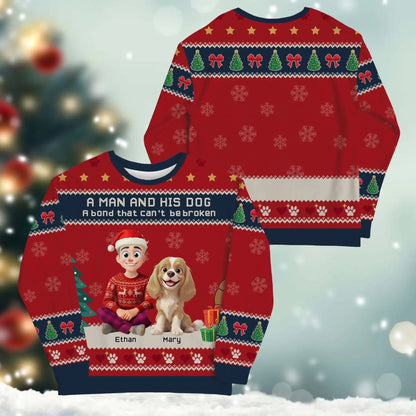 A Man and His Dog, A Bond That Can't Be Broken - Personalized Dog Lovers Custom All-Over-Print Sweatshirt