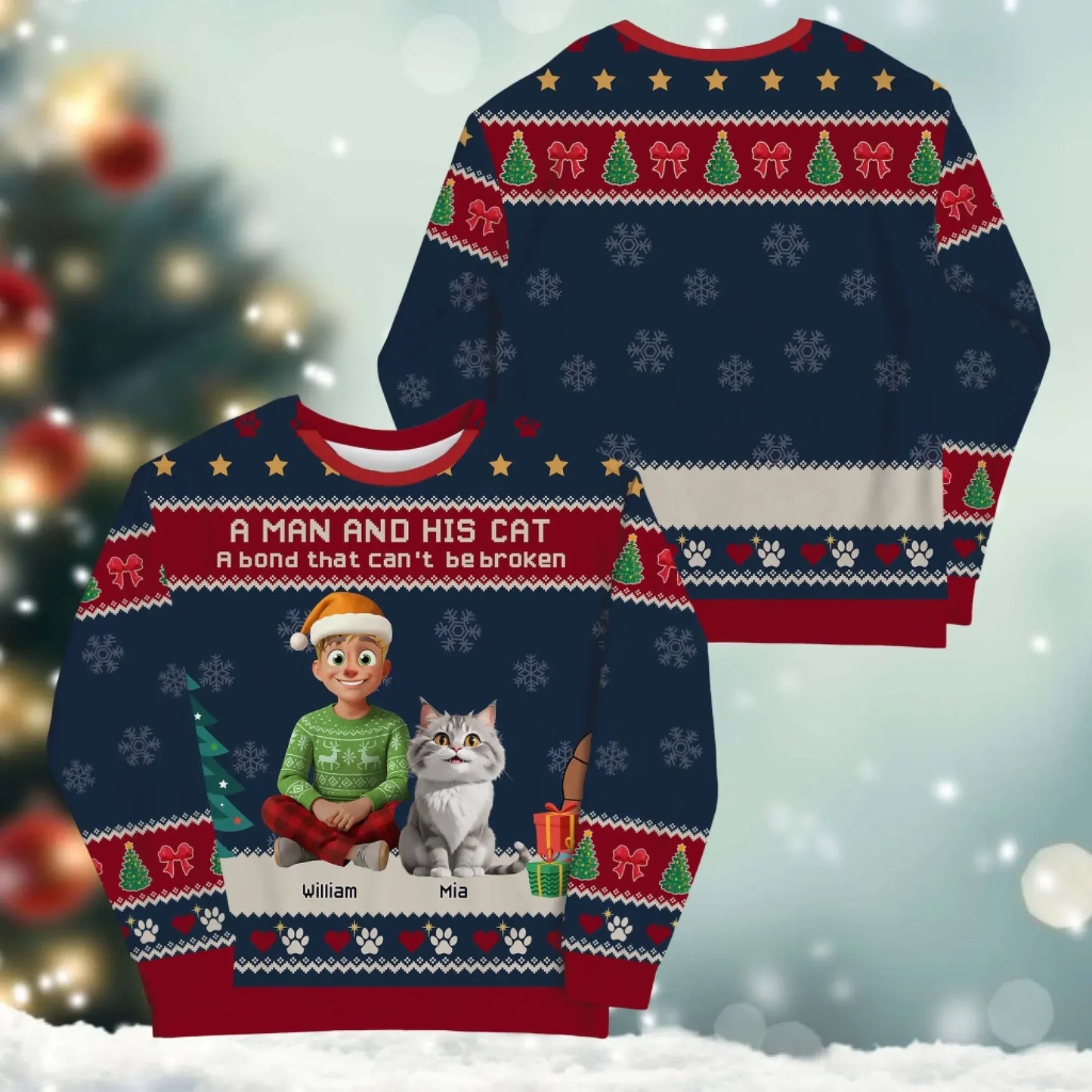 A Man and His Cat, A Bond That Can't Be Broken - Personalized Cat Lovers Custom All-Over-Print Sweatshirt