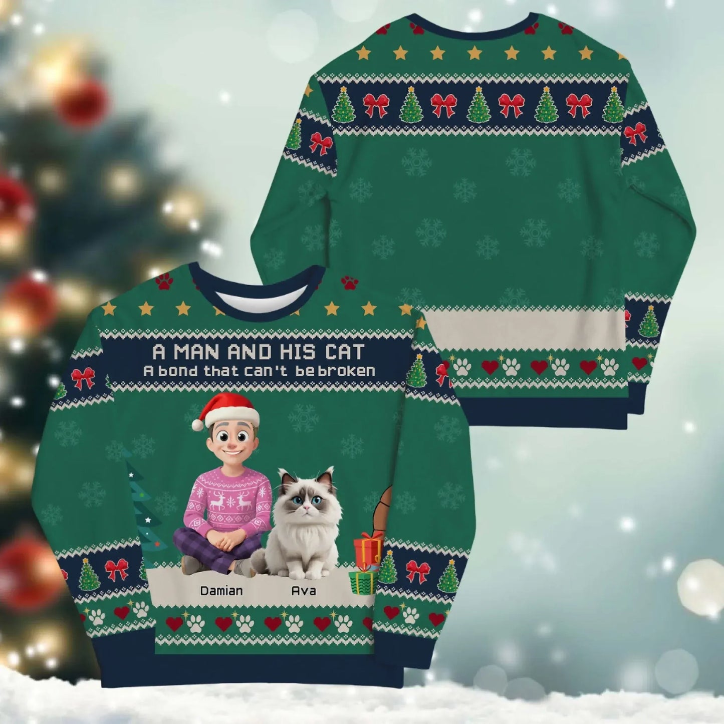 A Man and His Cat, A Bond That Can't Be Broken - Personalized Cat Lovers Custom All-Over-Print Sweatshirt