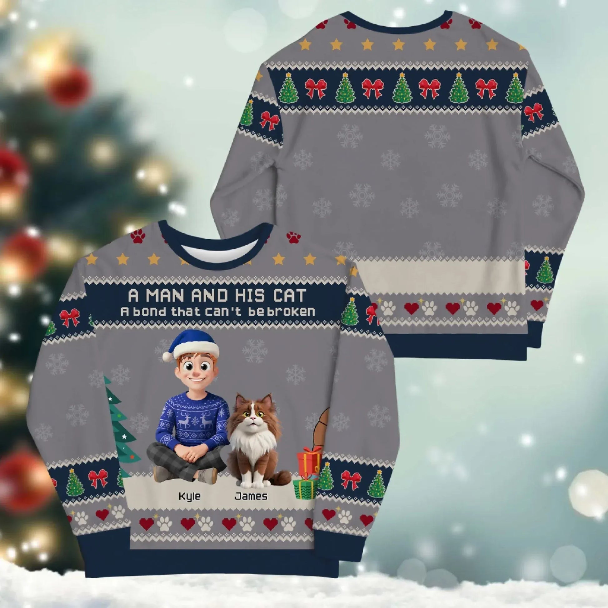 A Man and His Cat, A Bond That Can't Be Broken - Personalized Cat Lovers Custom All-Over-Print Sweatshirt