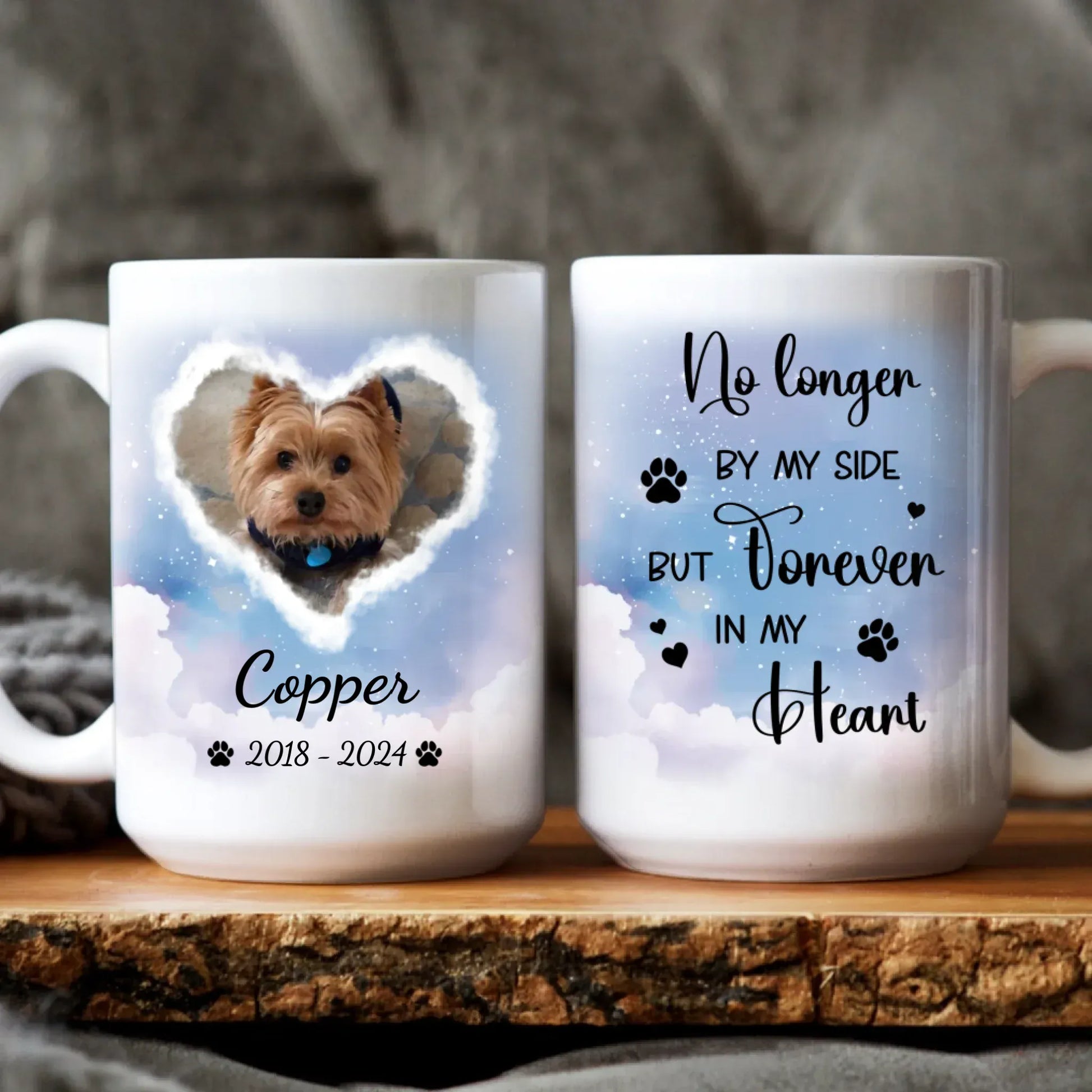 MUG / WHITE / 15oz No Longer By My Side But Forever in My Heart - Sympathy Gifts For Pet Lover - Personalized Pet Memorial Mug