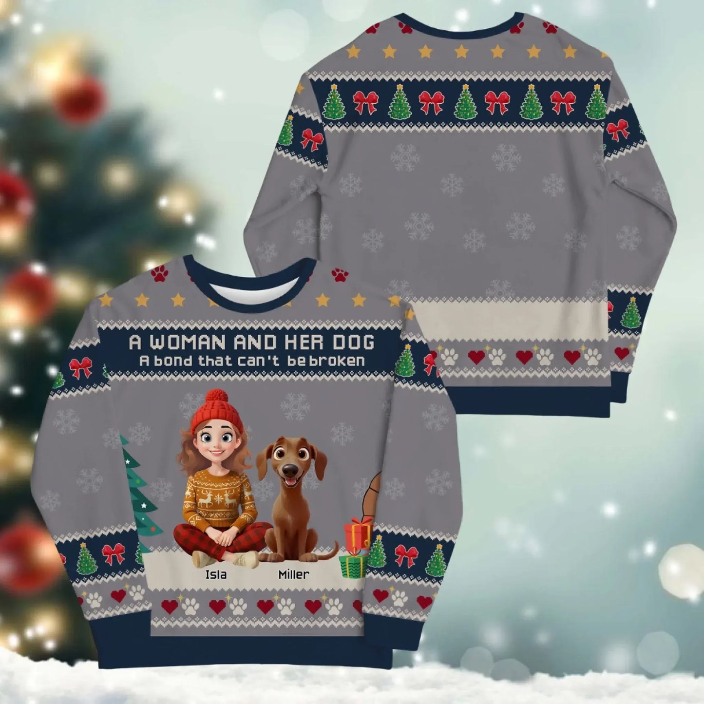 A Woman and Her Dog, A Bond That Can't Be Broken - Personalized Dog Lovers Custom All-Over-Print Sweatshirt