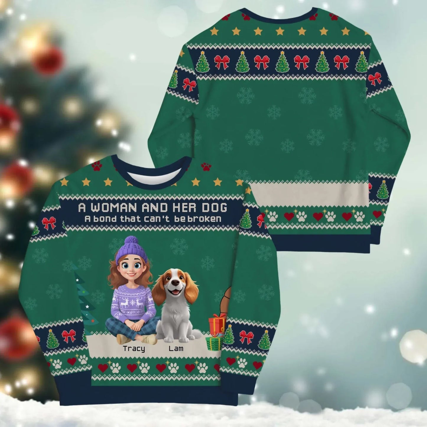 A Woman and Her Dog, A Bond That Can't Be Broken - Personalized Dog Lovers Custom All-Over-Print Sweatshirt