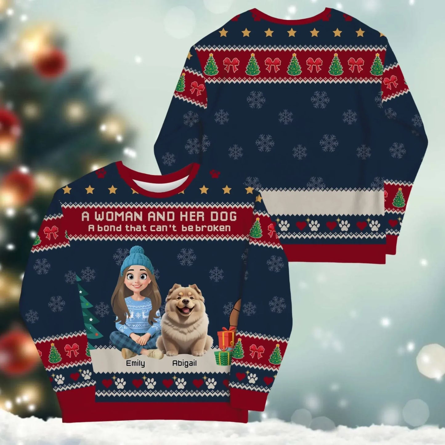 A Woman and Her Dog, A Bond That Can't Be Broken - Personalized Dog Lovers Custom All-Over-Print Sweatshirt