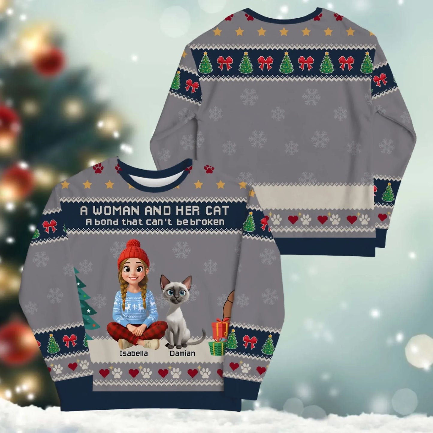 A Woman and Her Cat, A Bond That Can't Be Broken - Personalized Cat Lovers Custom All-Over-Print Sweatshirt