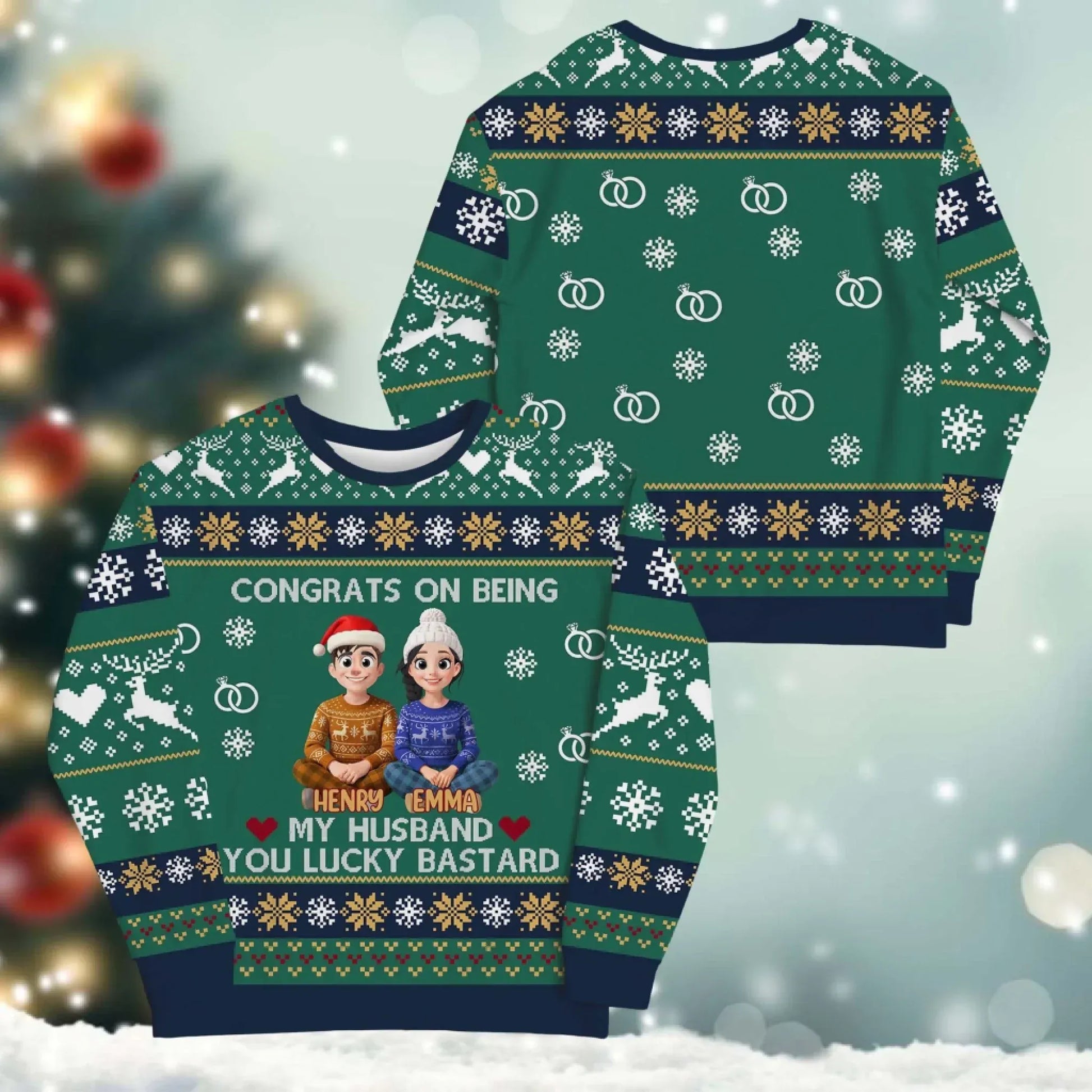 Congrats On Being My Destiny, You Lucky Bastard - Personalized Couple Custom All-Over-Print Sweatshirt