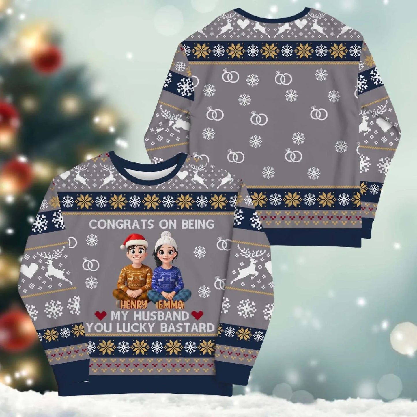 Congrats On Being My Destiny, You Lucky Bastard - Personalized Couple Custom All-Over-Print Sweatshirt