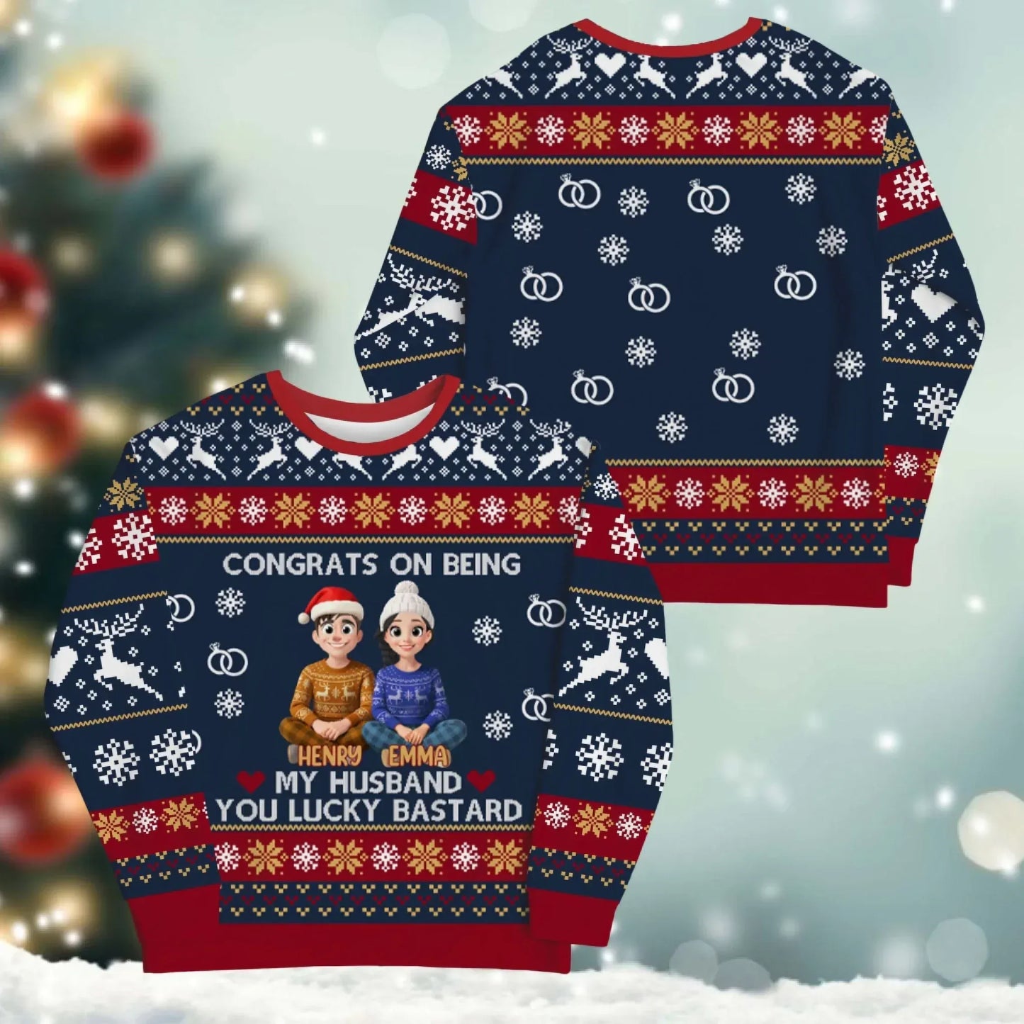 Congrats On Being My Destiny, You Lucky Bastard - Personalized Couple Custom All-Over-Print Sweatshirt