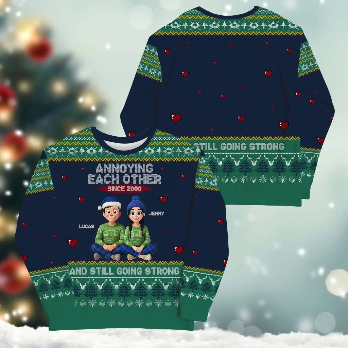 Annoying Each Other And Still Going Strong - Personalized Couple Custom All-Over-Print Sweatshirt