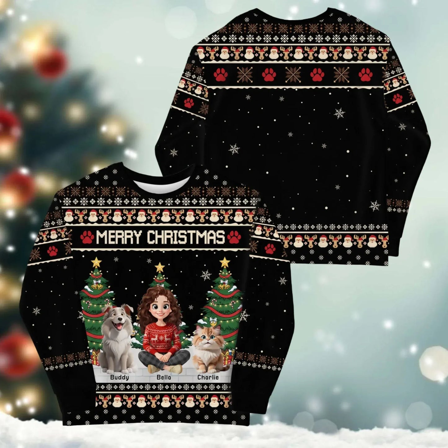 Merry Xmas With My Beloved Pet - Personalized Pet Lovers Custom All-Over-Print Sweatshirt