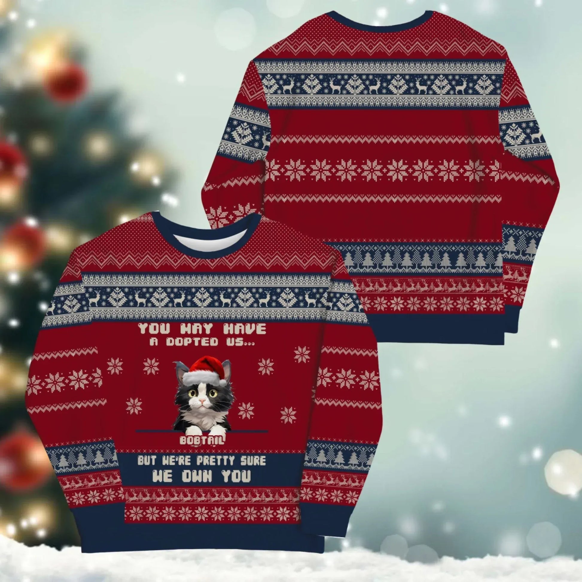 You May Have Adopted Us, But We're Pretty Sure We Own You - Personalized Pet Lovers Custom All-Over-Print Sweatshirt