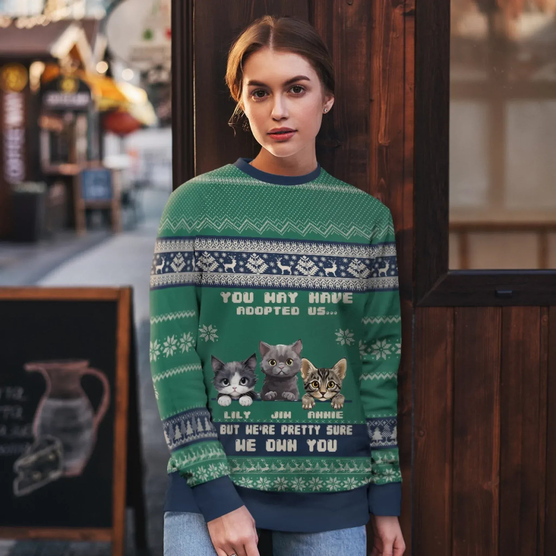 You May Have Adopted Us, But We're Pretty Sure We Own You - Personalized Pet Lovers Custom All-Over-Print Sweatshirt