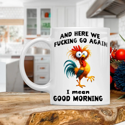 Personalized Mugs MUG - TD / WHITE / 11oz And Here We F*cking Go Again - Personalized Pet Lovers Custom Ceramic Mug