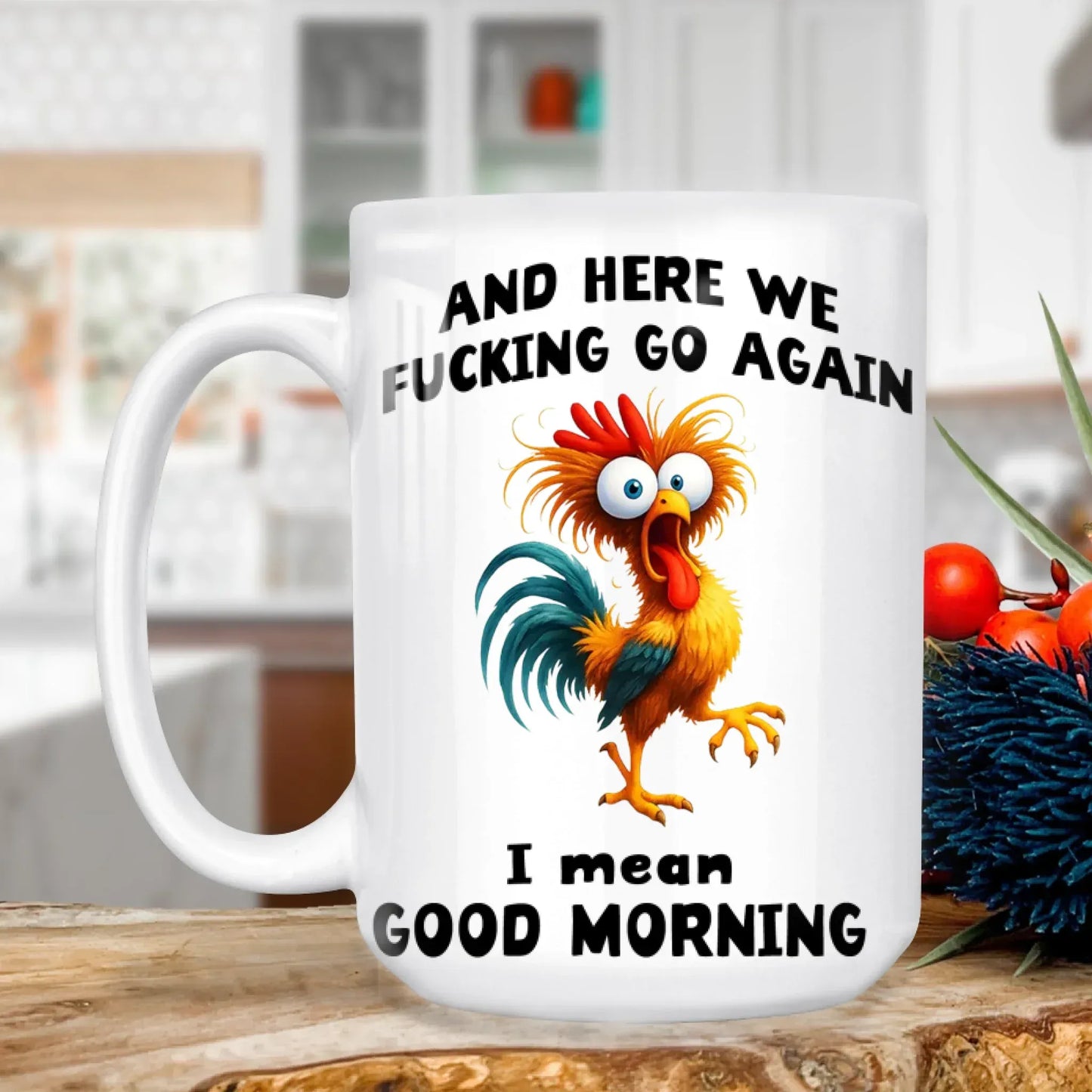 Personalized Mugs MUG - TD / WHITE / 15oz And Here We F*cking Go Again - Personalized Pet Lovers Custom Ceramic Mug