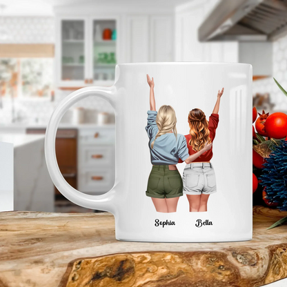 MUG - TD / WHITE / 11oz They're My Sisters By Heart - Personalized Besties Custom Ceramic Mug