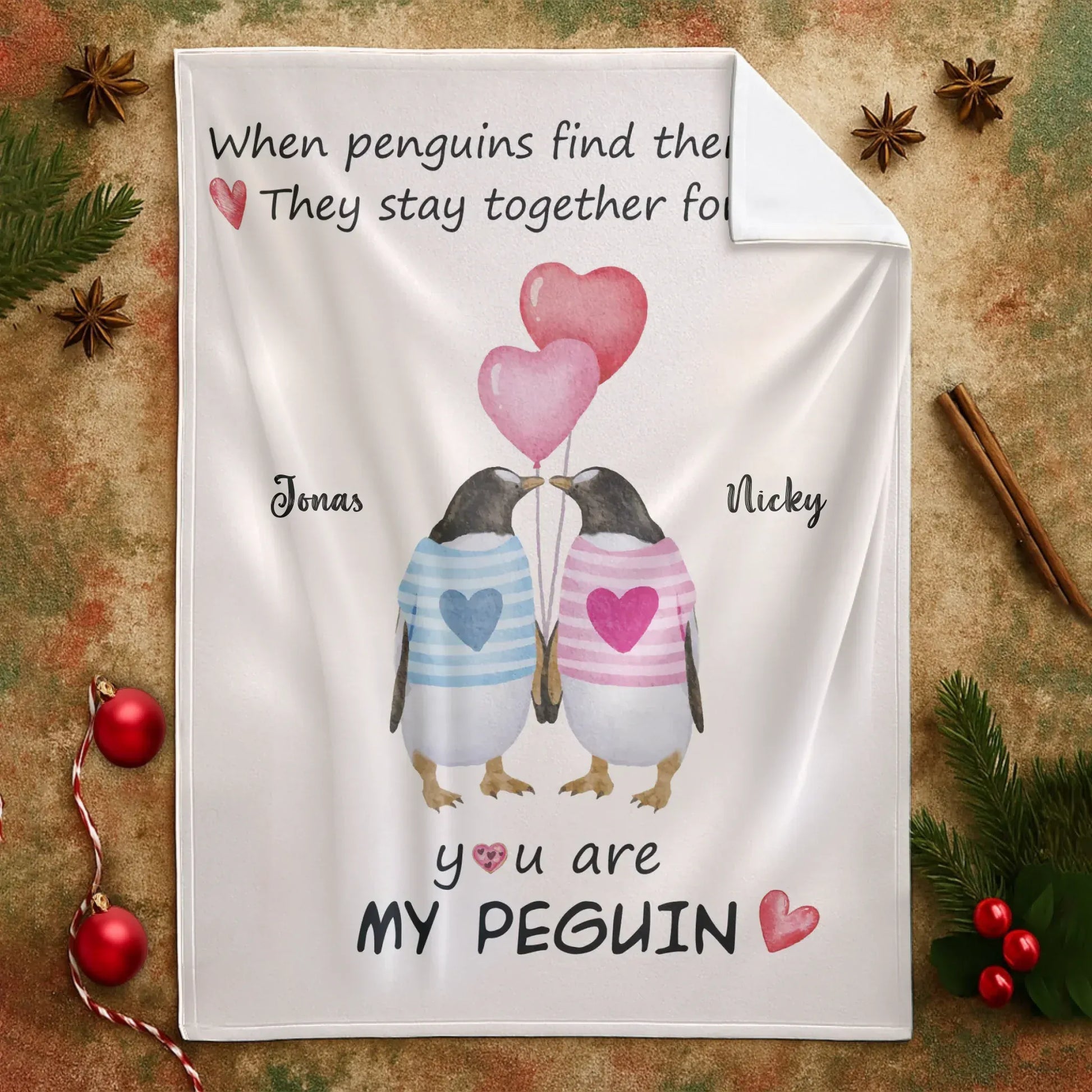 When Penguins Find Their Mate, They Stay Together Forever - Personalized Couple Custom Blanket