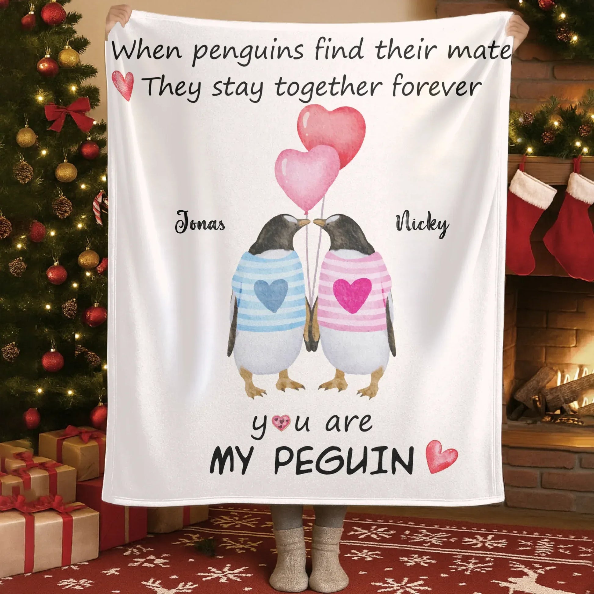 When Penguins Find Their Mate, They Stay Together Forever - Personalized Couple Custom Blanket