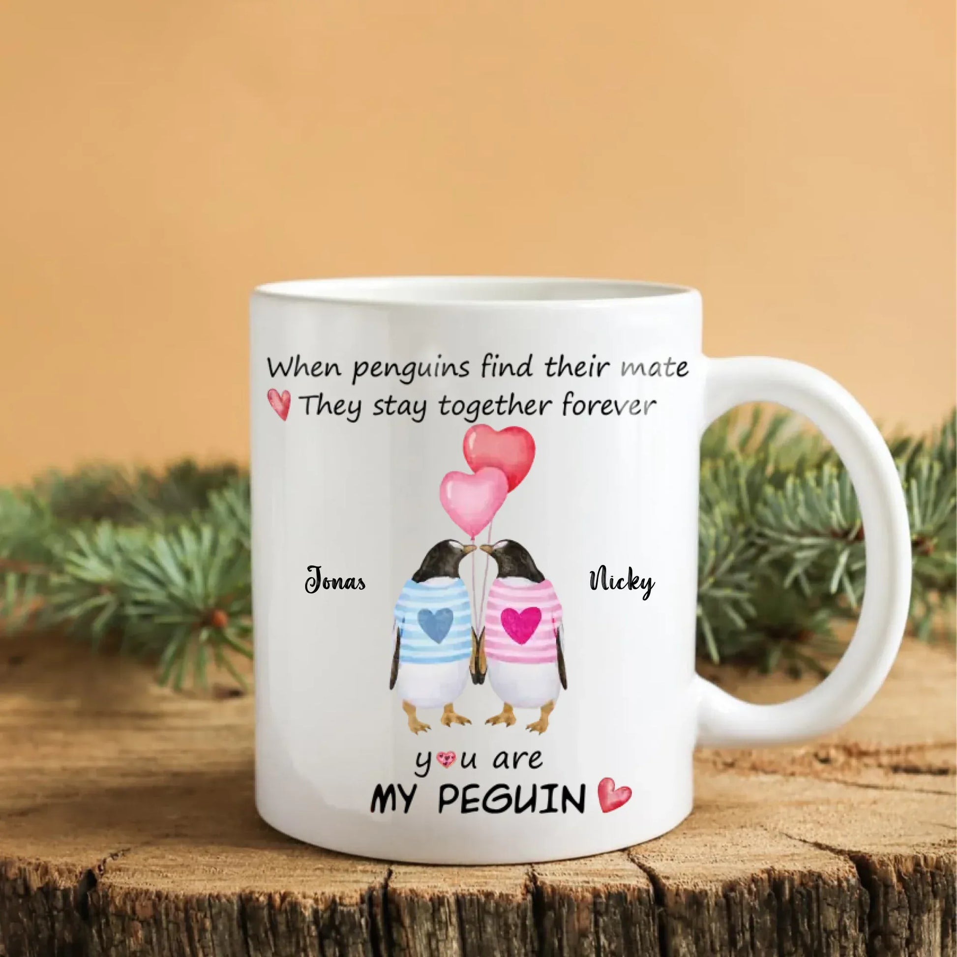When Penguins Find Their Mate, They Stay Together Forever - Personalized Couple Custom Ceramic Mug