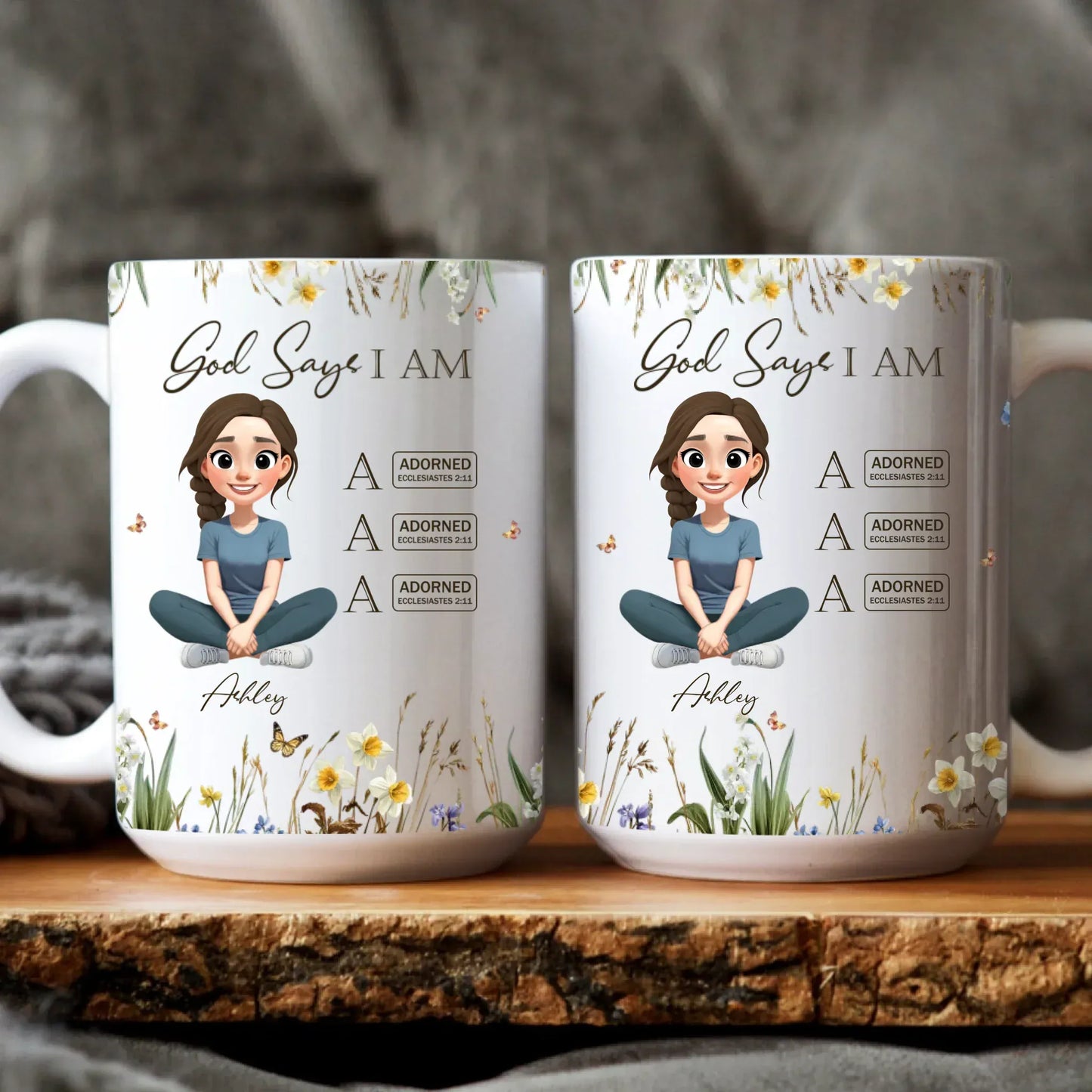 Personalized Mugs MUG / WHITE / 15oz God Says I Am Letter In Bible - Personalized Custom Printed Mug