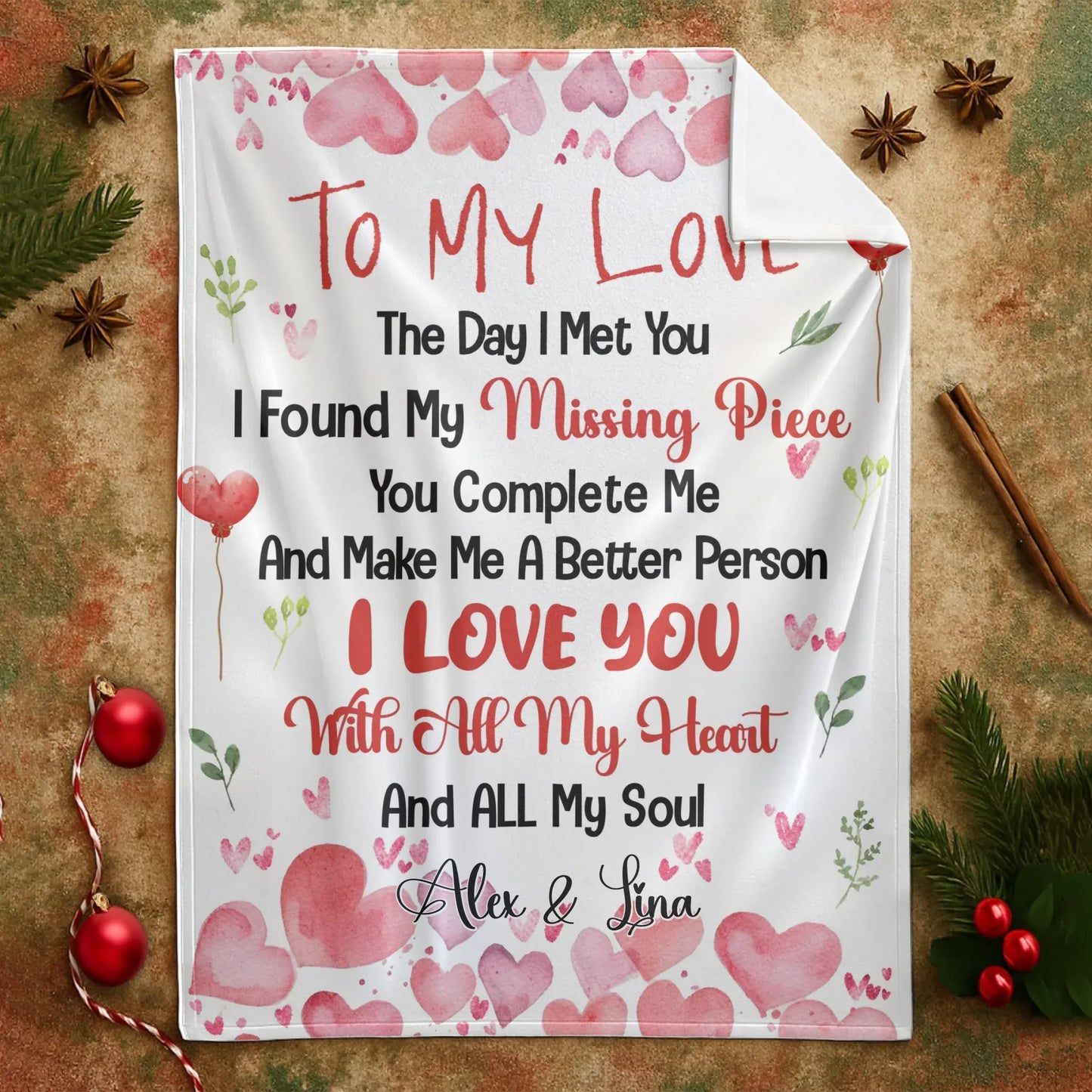 The Day I Met You, I Found My Missing Piece - Personalized Couple Custom Blanket