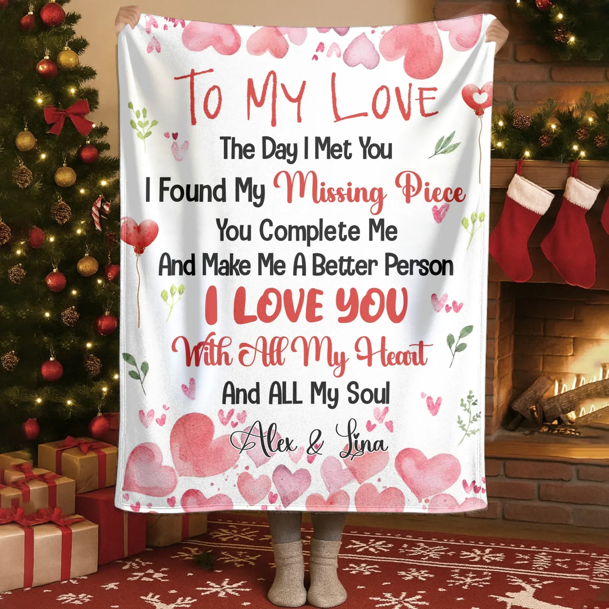 Blanket - TD / White / 30x40in / 76x101cm The Day I Met You, I Found My Missing Piece - Personalized Couple Custom Blanket