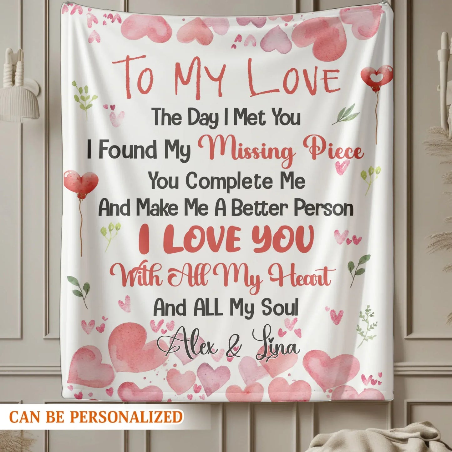 The Day I Met You, I Found My Missing Piece - Personalized Couple Custom Blanket