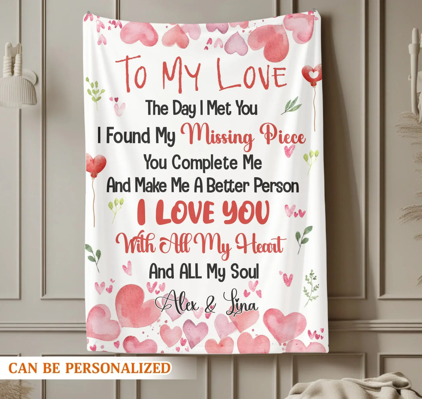 The Day I Met You, I Found My Missing Piece - Personalized Couple Custom Blanket